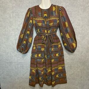 Vintage Neiman Marcus 100% Silk Boho Folk Dress